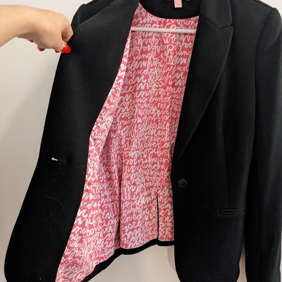 Lilly Pulitzer $365 Leighton Black Knit 1 Button Blazer - Size Medium - Picture 6 of 10
